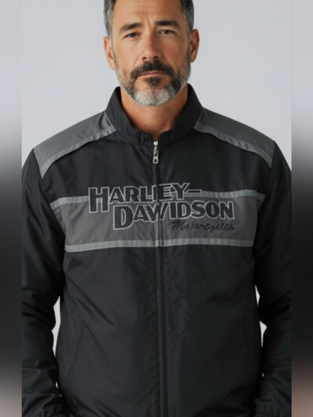 Harley-Davidson Black and Gray Lightweight Zip-Up Jacket